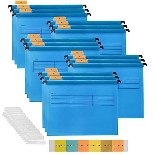 Hiziwimi 15 Stück Blau PVC-Aktenschrank A4 Hängeregistraturen mit Tabs und Einsätzen für Büro, Schule, Schreibtisch, Aktenaufbewahrung (Blau) von Hiziwimi