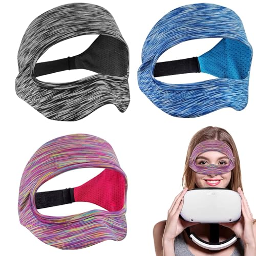 3 Stück VR Maske, VR Face Cover Schweißband, VR Augenmasken-Abdeckung für PSVR2 Headset, Atmungsaktive VR-Augenmaske, Verstellbares, Waschbares Swat Band für PSVR2/PICO4 Headset von Hjjnmo