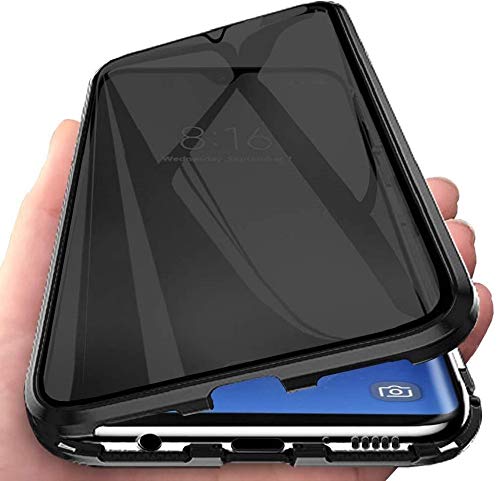 Anti-peep Magnetische Adsorption Hülle für Huawei P50 Pro Anti-Spy Handyhülle 360 Grad Metall Case Privat Screen doppelseitige Gehärtetes Glas Schutzhülle Anti-Spähen Flip Cover,Schwarz von Hkess