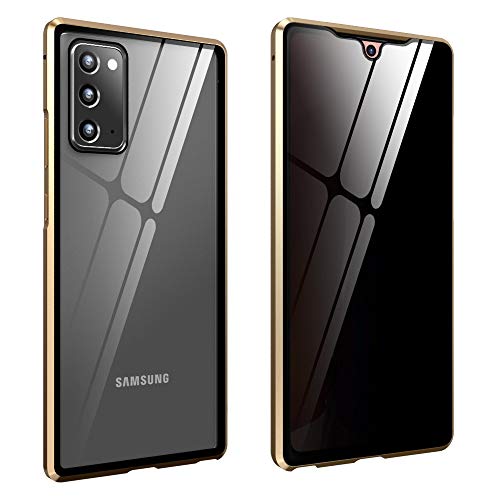 Anti-peep Magnetische Adsorption Hülle für Samsung Galaxy Note 20 Anti-Spy Handyhülle 360 Grad Metall Case Privat Screen Schutz doppelseitige Gehärtetes Glas Schutzhülle Anti-Spähen Flip Cover,Gold von Hkess