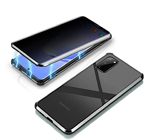 Anti-peep Magnetische Adsorption Hülle für Samsung Galaxy S20+/ S20 Plus Anti-Spy Handyhülle 360 Grad Shockproof Metall Case Doppelseitige Gehärtetes Glas Schutzhülle Anti-Spähen Flip Cover,Schwarz von Hkess