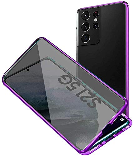 Anti-peep Magnetische Adsorption Hülle für Samsung Galaxy S21 5G Anti-Spy Handyhülle 360 Grad Metall Case Privat Screen Schutz doppelseitige Gehärtetes Glas Schutzhülle Anti-Spähen Flip Cover,Lila Anti-peep Magnetische Adsorption Hülle für Samsung Galaxy S21 5G Anti-Spy Handyhülle 360 Grad Metall Case Privat Screen Schutz doppelseitige Gehärtetes Glas Schutzhülle Anti-Spähen Flip Cover,Lila von Hkess