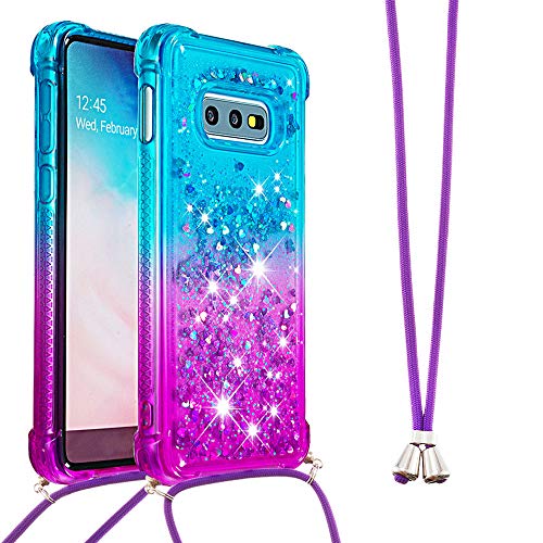 Handykette Handyhülle für Samsung Galaxy S8, Hülle Quicksand Gradient Glitzer mit Kette Band, Glitzer Flüssig Bewegende Treibsand TPU Silikon Cover, Handykordel Case mit Kordel Umhängenband von Hkess