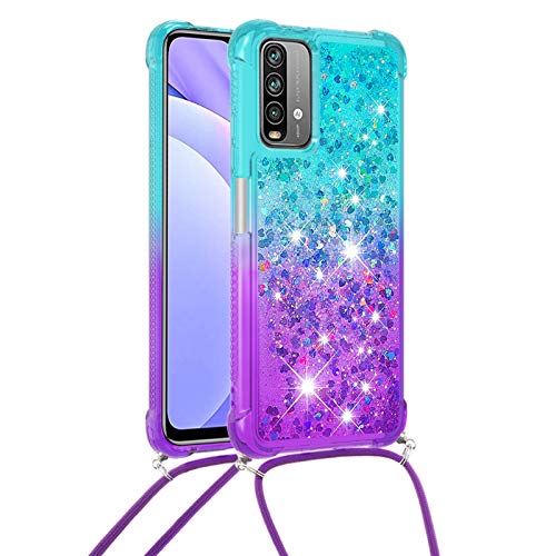Handykette Handyhülle für Xiaomi Redmi 9T / Poco M3, Hülle Quicksand Gradient Glitzer mit Kette Band, Glitzer Flüssig Bewegende Treibsand TPU Silikon Cover, Handykordel Case mit Kordel Umhängenband Handykette Handyhülle für Xiaomi Redmi 9T / Poco M3, Hülle Quicksand Gradient Glitzer mit Kette Band, Glitzer Flüssig Bewegende Treibsand TPU Silikon Cover, Handykordel Case mit Kordel Umhängenband von Hkess