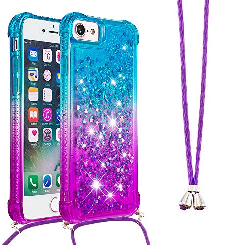 Handykette Handyhülle für iPhone 6 / 6S, Hülle Quicksand Gradient Glitzer mit Kette Band, Glitzer Flüssig Bewegende Treibsand TPU Silikon Cover, Handykordel Case mit Kordel Umhängenband Handykette Handyhülle für iPhone 6 / 6S, Hülle Quicksand Gradient Glitzer mit Kette Band, Glitzer Flüssig Bewegende Treibsand TPU Silikon Cover, Handykordel Case mit Kordel Umhängenband von Hkess