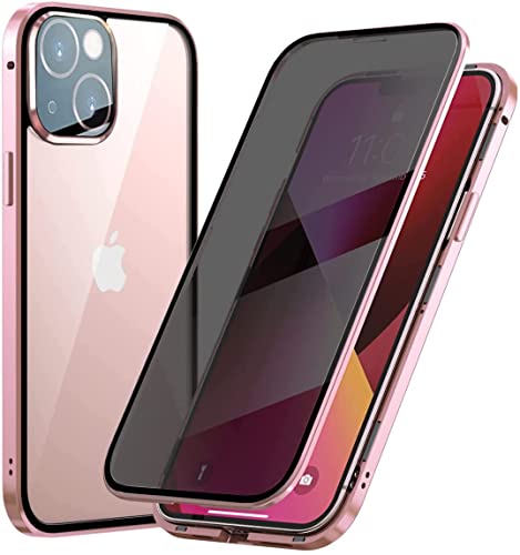 Hkess Anti-Peep-Schutzhülle, magnetisch, Adsorption, für iPhone 13 Mini, Anti-Spionage-Schutzhülle, Metall, Bumper Frame Case, doppelseitig, Privatsphäre, Hartglas von Hkess