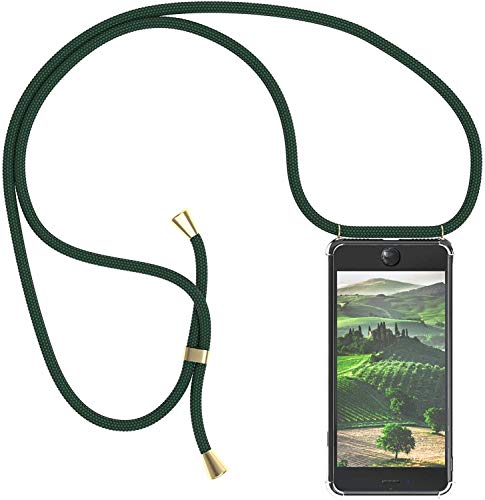 Hkess Handykette kompatibel mit Samsung Galaxy A52 5G Hülle Silikon - Handy Kordel zum Umhängen - Smartphone Necklace Transparent Handyhülle Case Kette, Dunkelgrün von Hkess