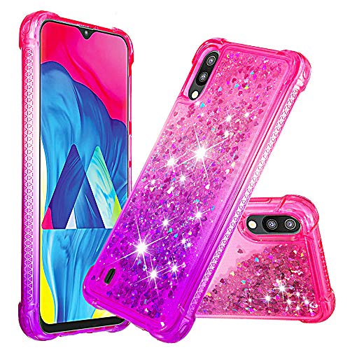 Hülle Glitzer für Samsung Galaxy A10/M10, Handyhülle Quicksand Gradient Glitzer, FlüssigTreibsand TPU Silikon Cover, Anti-Fall Stoßfeste Bumper Schutzhülle Protective Case,Pink-Lila von Hkess