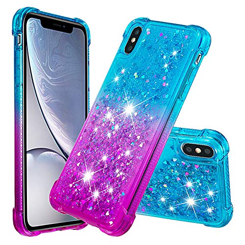 Hülle Glitzer für iPhone XS/iPhone X, Handyhülle Quicksand Gradient Glitzer, FlüssigTreibsand TPU Silikon Cover, Anti-Fall Stoßfeste Bumper Schutzhülle Protective Case,Blau-Lila Hülle Glitzer für iPhone XS/iPhone X, Handyhülle Quicksand Gradient Glitzer, FlüssigTreibsand TPU Silikon Cover, Anti-Fall Stoßfeste Bumper Schutzhülle Protective Case,Blau-Lila von Hkess