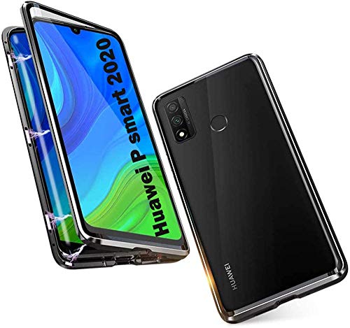 Hülle für Huawei P Smart 2020 Handyhülle Starke Magnetische Adsorption Metallrahmen Case 360 Grad Schutzhülle Transparente Vorne und Hinten Vollbild Gehärtetes Glas Metall Flip Cover,Schwarz Hülle für Huawei P Smart 2020 Handyhülle Starke Magnetische Adsorption Metallrahmen Case 360 Grad Schutzhülle Transparente Vorne und Hinten Vollbild Gehärtetes Glas Metall Flip Cover,Schwarz von Hkess