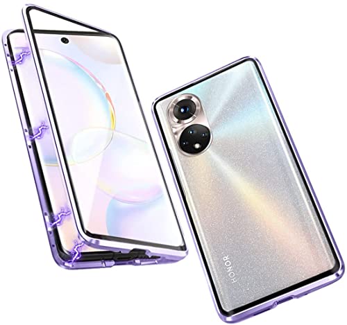 Kompatibel für Huawei Nova 9 / Honor 50 5G Hülle Magnetische Adsorption Case Metallrahmen Handyhülle Ultra Dünn 360 Grad Schutzhülle Vorne Hinten Vollbild Schutz Gehärtetes Glas Flip Cover,Lila Kompatibel für Huawei Nova 9 / Honor 50 5G Hülle Magnetische Adsorption Case Metallrahmen Handyhülle Ultra Dünn 360 Grad Schutzhülle Vorne Hinten Vollbild Schutz Gehärtetes Glas Flip Cover,Lila von Hkess