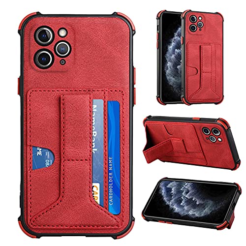 Lederhülle mit Kartenfach Kompatibel mit iPhone 11 Pro Hülle, Premium PU Leder + TPU Stilvolle Case Handyhülle mit Ständer, Leicht Stoßfest Case Bumper Ledertasche Schutzhülle - Rot Lederhülle mit Kartenfach Kompatibel mit iPhone 11 Pro Hülle, Premium PU Leder + TPU Stilvolle Case Handyhülle mit Ständer, Leicht Stoßfest Case Bumper Ledertasche Schutzhülle - Rot von Hkess