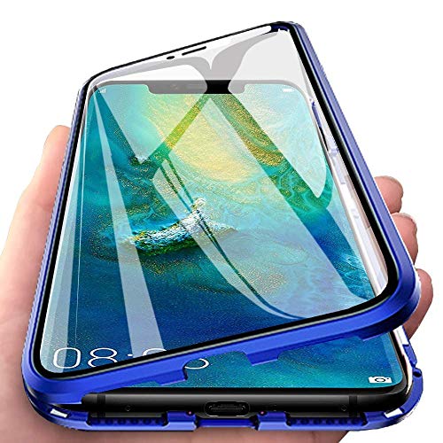 Schutzhülle, magnetisch, transparent, kompatibel mit Oppo Find X5, magnetisch, Adsorption, 360 Grad, Schutzhülle, transparent, Hartglas, Vollbild, Bumper aus Metall, Blau von Hkess