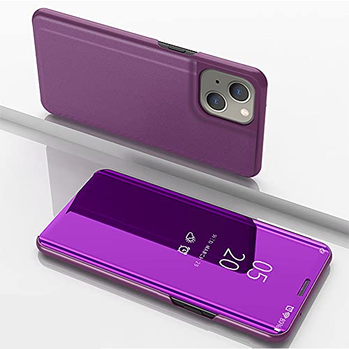 Spiegel Flip Cover kompatibel mit iPhone 13 Mini Clear View Standing Hülle Handyhülle Mirror Makeup Plating Schutzhülle Standfunktion Handy Tasche Bumper Protective Case,Lila Spiegel Flip Cover kompatibel mit iPhone 13 Mini Clear View Standing Hülle Handyhülle Mirror Makeup Plating Schutzhülle Standfunktion Handy Tasche Bumper Protective Case,Lila von Hkess