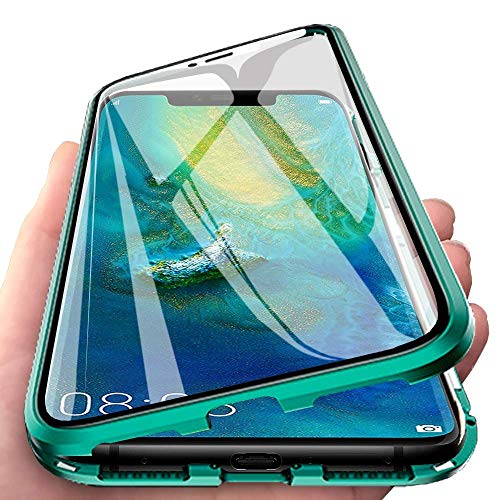für Samsung Galaxy S10 Lite Hülle Magnetische Adsorption Technologie Metallrahmen 360 Grad Full Body Handyhülle Vorne hinten Gehärtetes Glas Schutzhülle Einteiliges Ultra Dünn Flip Cover,Grün von Hkess
