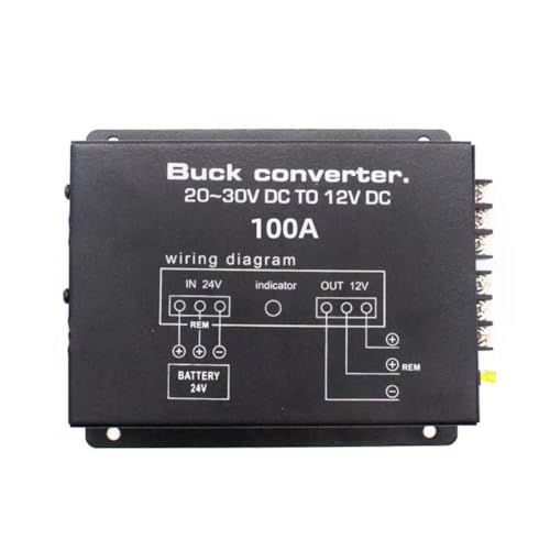 Hklshyd 100 A DC 24 V auf 12 V Auto-Stromrichter, Elektrischer Konverter mit Temperaturregelung für Golfwagen, Clubwagen, Auto, Bus von Hklshyd