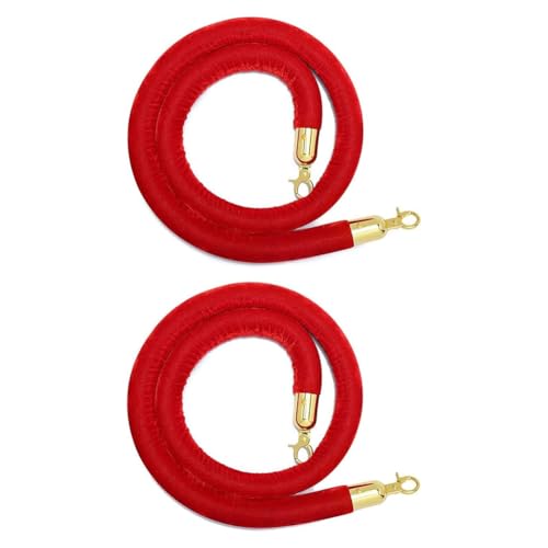 Hklshyd 2er-Pack Absperrseile Aus Samt mit Goldenen Haken, Absperrseil Zur Kontrolle Von Menschenmengen, Sicherheitsbarriere, Dekoration für, 1,5 M, Rot Hklshyd 2er-Pack Absperrseile Aus Samt mit Goldenen Haken, Absperrseil Zur Kontrolle Von Menschenmengen, Sicherheitsbarriere, Dekoration für, 1,5 M, Rot von Hklshyd