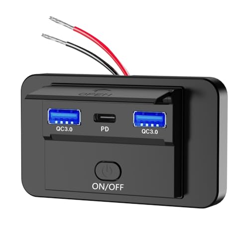 Hklshyd 66 W 12 V Ladegerät Panel Wandhalterung QC3.0+PD3.0+QC3.0 USB-Steckdose Ladegerät Steckdose für Auto Marine Bus RV Truck Hklshyd 66 W 12 V Ladegerät Panel Wandhalterung QC3.0+PD3.0+QC3.0 USB-Steckdose Ladegerät Steckdose für Auto Marine Bus RV Truck von Hklshyd