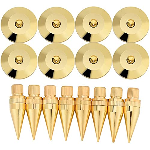 Hklshyd 8 Paar Kupfer-Lautsprecher-Spike-IsolationsstäNder mit FußMatte für Lautsprecher, VerstäRker, DVD-Player, Recorder Hklshyd 8 Paar Kupfer-Lautsprecher-Spike-IsolationsstäNder mit FußMatte für Lautsprecher, VerstäRker, DVD-Player, Recorder von Hklshyd