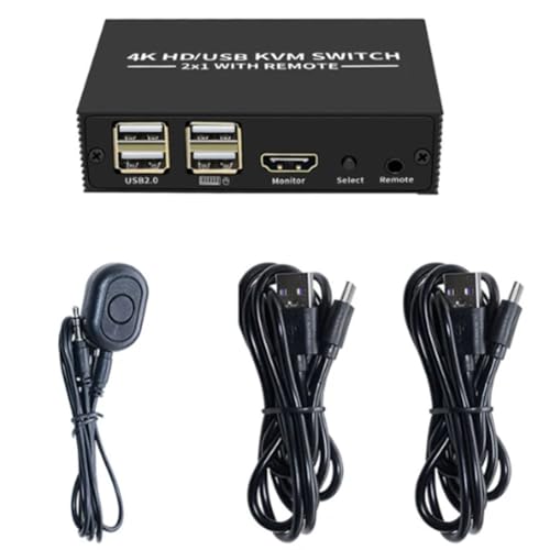 Hklshyd -Kompatibler KVM-Switch 2X1 4K -Kompatibler USB-Switch Selector 2 in 1 Out mit 4-Port-USB-Hub, Langlebig, Einfache Installation, Einfach zu Bedienen Hklshyd -Kompatibler KVM-Switch 2X1 4K -Kompatibler USB-Switch Selector 2 in 1 Out mit 4-Port-USB-Hub, Langlebig, Einfache Installation, Einfach zu Bedienen von Hklshyd