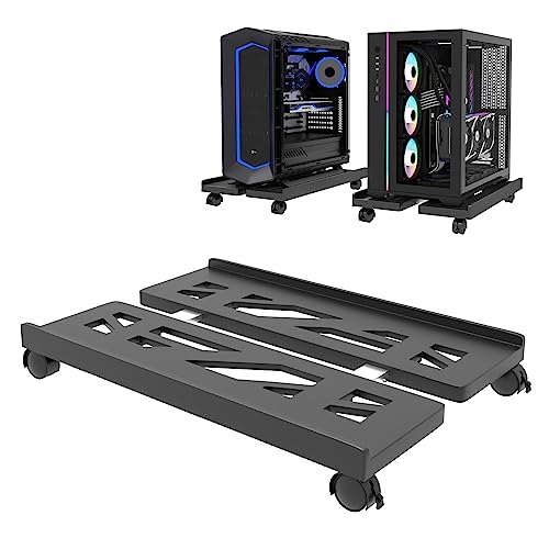 Mobiler CPU-Ständer, CPU-Rollständer, verstellbarer Computer-Mobilwagen-Halter mit feststellbaren Lenkrollen, PC-Ständer, Schwarz von Hmfmdy