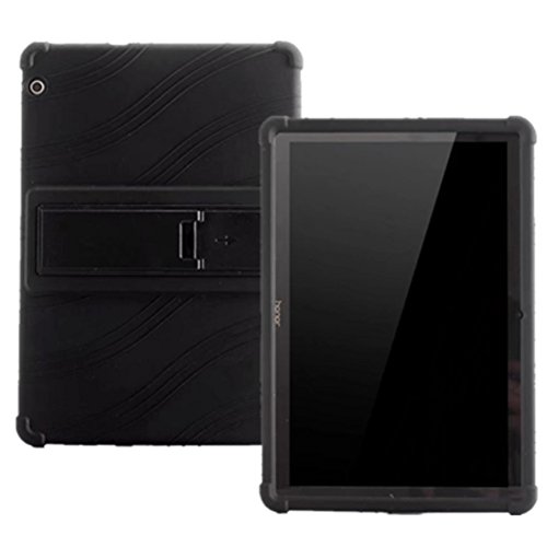 HminSen Huawei MediaPad T3 10.0 Hülle – HminSen (2017 Ultra Slim Soft Silikon Back Stand Cover für Huawei MediaPad T3 10 9,6 Zoll Tablets, Rot Schwarz von HminSen