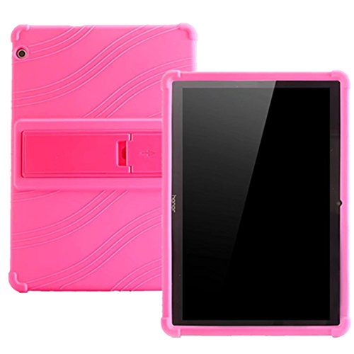 HminSen Huawei MediaPad T3 10.0 Hülle – HminSen (2017 Ultra Slim Soft Silikon Back Stand Cover für Huawei MediaPad T3 10 9,6 Zoll Tablets, Rot rose von HminSen