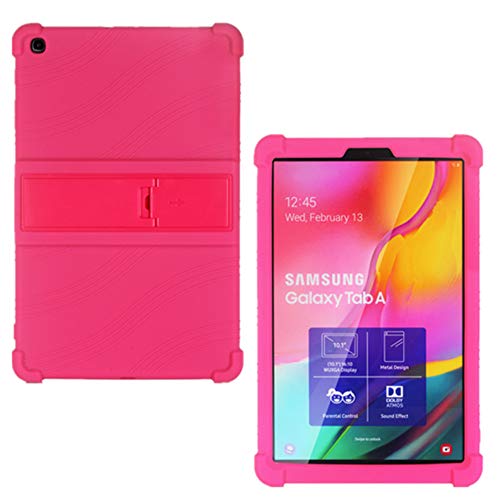 HminSen Hülle für Galaxy Tab A 10.1 Case 2019 Modell T510 T515 T517 - kinderfreundliche weiche Silikon Verstellbare Ständerhülle für Galaxy Tab A 10.1 Zoll 2019 Tablet SM-T510 SM-T515 SM-T517 Rose von HminSen