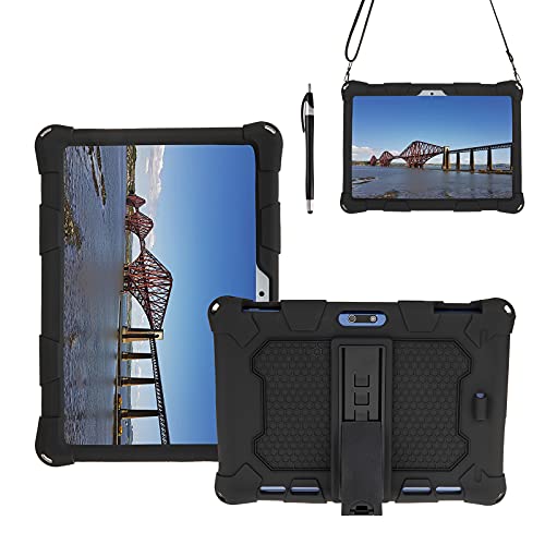 HminSen Schutzhülle für Dragon Touch Notepad K10 / Max10 / Max10 Plus 10.1 Tablet, Silikon, Standfunktion, für Zonko 10.1 K105, Hoozo , Flyingtech 10.1, Wecool 10.1, Meize Tablet (schwarz) von HminSen