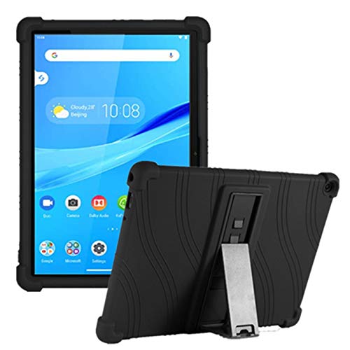 HminSen Schutzhülle für Lenovo Tab M10 FHD REL X605 FC/LC 25,7 cm (10,1 Zoll) 2020 Tablet, kinderfreundlich, weiches Silikon, verstellbar, Standfunktion, 25,1 Schwarz von HminSen