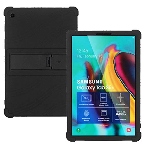 HminSen Schutzhülle für Samsung Galaxy Tab S5e 10.5 2019, kinderfreundlich, weiches Silikon, verstellbare Ständer, Cover für Samsung Galaxy Tab S5e 10,5 Zoll Modell SM-T720 / SM-T725 2019 schwarz von HminSen