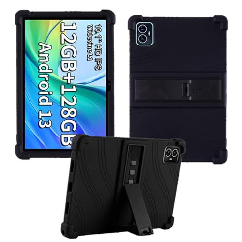 HminSen Schutzhülle für Teclast M50 25,7 cm (10,1 Zoll) Tablet, kinderfreundlich, weiches Silikon, verstellbarer Ständer, für Teclast M50 Pro / M50 HD Tablet, Schwarz von HminSen
