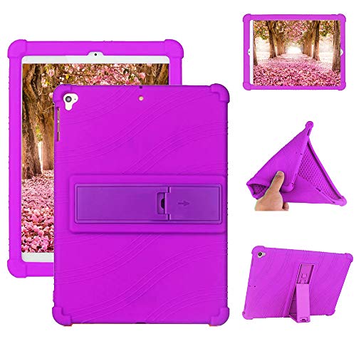 HminSen Schutzhülle für iPad 10.2 2019 Tablet Stand Cover, stoßfest, kinderfreundlich, Silikon Case für Apple iPad 10,2 Zoll (7. Generation, 2019 Version) violett von HminSen