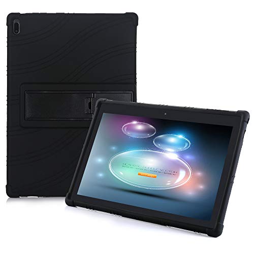 HminSen Tablet-Schutzhülle für Lenovo Tab E10 (TB-X104F), kinderfreundlich, weiches Silikon, verstellbar, mit Standfunktion, für Lenovo Tab 4 10 / Tab 4 10 Plus, Schwarz von HminSen