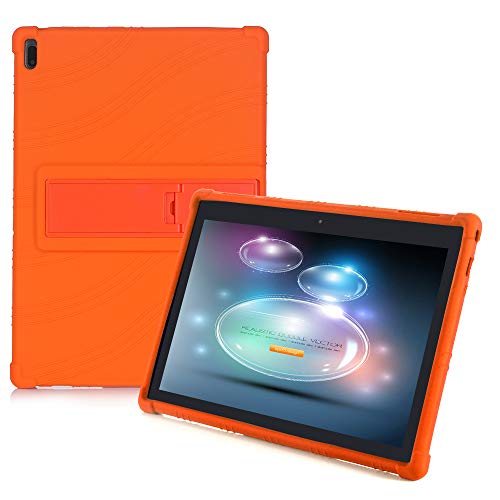 HminSen Tablet-Schutzhülle für Lenovo Tab E10 (TB-X104F), kinderfreundlich, weiches Silikon, verstellbarer Ständer, für Lenovo Tab 4 10 / Tab 4 10 Plus (orange) von HminSen