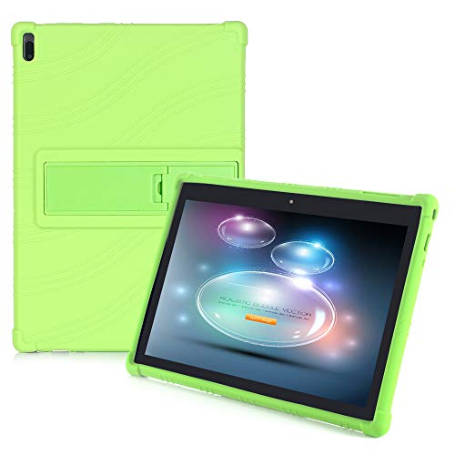 HminSen Tablet-Schutzhülle für Lenovo Tab E10 (TB-X104F), kinderfreundlich, weiches Silikon, verstellbarer Ständer für Lenovo Tab 4 10 / Tab 4 10 Plus grün von HminSen