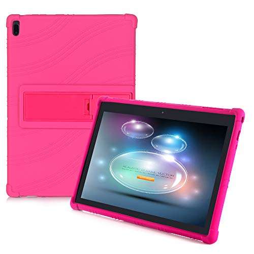 HminSen Tablet-Schutzhülle für Lenovo Tab E10 (TB-X104F) kinderfreundlich, weiches Silikon, verstellbare Ständer, für Lenovo Tab 4 10 / Tab 4 10 Plus Rose von HminSen