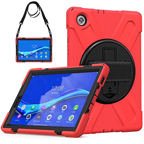 HminSen Tasche für Lenovo Tab M10 HD 2nd Gen/Smart Tab M10 HD 2nd Gen (TB-X306F TB-X306X), Schultergurt-Hülle für Lenovo M10 HD 2nd Gen 10.1 Zoll 2020 (M10 HD 2nd Gen (TB-X306F TB-X306X), Rot) von HminSen