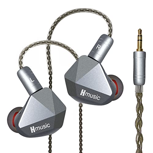 Hmusic IEM-Kopfhörer, kabelgebundene HiFi-Kopfhörer, Hi-Res Dual Magnetic Dynamic Drivers In-Ear Ohrstöpsel, geräuschisolierende Stereo-Ohrhörer mit 0,78mm 2Pin abnehmbarem Kabel (ohne Mikrofon) von Hmusic