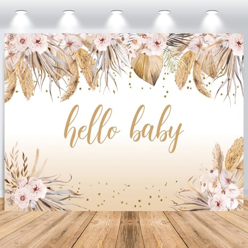 Hnmdmyi 2.1x1.5m Rosa Blumen Baby Shower Boho Chic Hintergrund Vinyl Hintergrund Neugeborenes Baby Shower Geburtstag Party Kuchen Tisch Dekorationen Banner Fotostudio Requisiten von Hnmdmyi