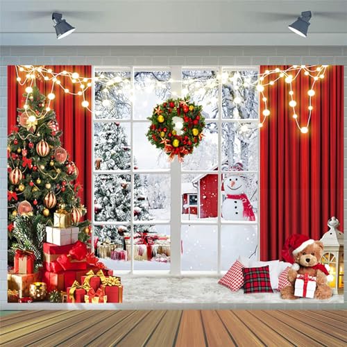 Hnmdmyi 3x2.4m Vinyl-Weihnachten-Foto-Hintergrund Rot Hochauflösender Digitaldruck Neujahr Hochzeit Babyparty BACKDROP von Hnmdmyi