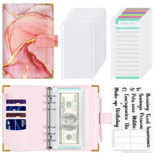 Hnogri Budget Binder mit Zipper Umschläge, A6 Geld sparen Binder Cash Umschläge für die Budgetierung, PU Leder Budget Planer Geld Organizer für Bargeld Rechnungen, Floral Budget Wallet für Frauen. von Hnogri