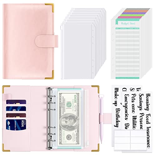 Hnogri Budget Binder mit Zipper Umschläge, A6 Geld sparen Binder Cash Umschläge für die Budgetierung, PU Leder Budget Planer Geld Organizer für Bargeld Rechnungen, Floral Budget Wallet für Frauen. von Hnogri