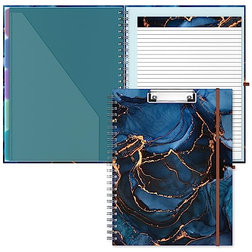 Hnogri Klemmbrett Folio mit nachfüllbarem linierten Notizblock, Klemmbretter mit 5 A4-Ordnern Lagerung 10 Taschen, Spirale Clip Board Portfolio, Größe 12,8 "x 9,7", Bürobedarf, Schulbedarf. von Hnogri