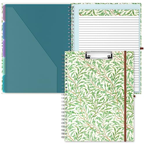 Hnogri Klemmbrett Folio mit nachfüllbarem linierten Notizblock, Klemmbretter mit 5 A4-Ordnern Lagerung 10 Taschen, Spirale Clip Board Portfolio, Größe 12,8 "x 9,7", Bürobedarf, Schulbedarf. von Hnogri