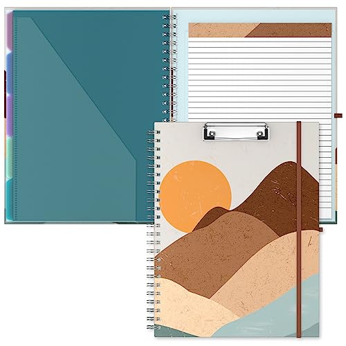 Hnogri Klemmbrett Folio mit nachfüllbarem linierten Notizblock, Klemmbretter mit 5 A4-Ordnern Lagerung 10 Taschen, Spirale Clip Board Portfolio, Größe 12,8 "x 9,7", Bürobedarf, Schulbedarf. von Hnogri