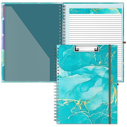 Hnogri Klemmbrett Folio mit nachfüllbarem linierten Notizblock, Klemmbretter mit 5 A4-Ordnern Lagerung 10 Taschen, Spirale Clip Board Portfolio, Größe 12,8 "x 9,7", Bürobedarf, Schulbedarf. von Hnogri