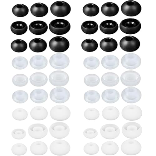 HoAhaMay 54 Stück Silikon Ersatz Ohrstöpsel, Gummi Ohrpolster für Kopfhörer, Ohrkappen Kopfhörer Zubehör, 3 Größen (S/M/L), Kompatibel mit den meisten In-Ear Kopfhörer (3 Farben) von HoAhaMay