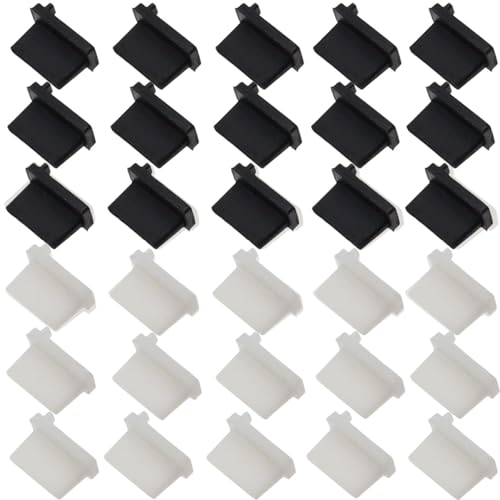 HoAhaMay30 Stück Silikon USB-A Staubschutzabdeckung, Staubschutzstecker USB-A passend für Desktop-Computer, Laptops, Steckdosenlader, USB 2.0/3.0 Ports, kann jeden USB-A Stecker schützen(Schwarz/Weiß) von HoAhaMay
