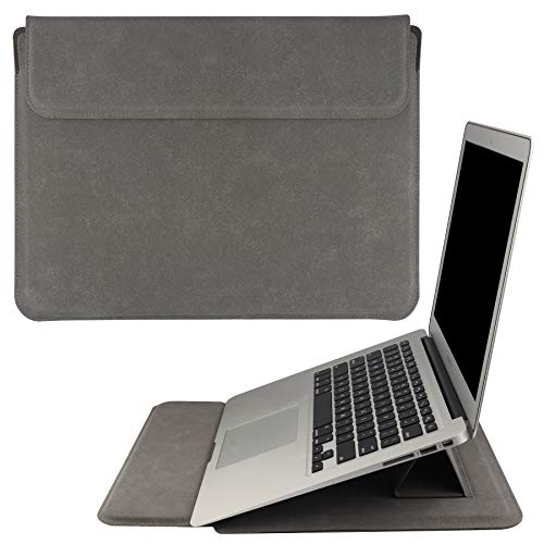 HoYiXi 13.3 Zoll Laptop Tasche Leder Hülle Leather Sleeve Kompatibel mit MacBook Air 13 M1 2021-2018 / MacBook Pro 13 2021-2016 / Surface Pro 8 2021 / Surface Go 3 2021 Laptop Schutzhülle, grau von HoYiXi